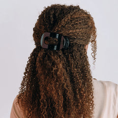 Jet Black Medium Flat Round Hair Clip
