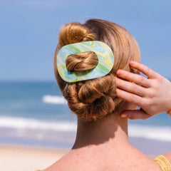 By the Sea Shore Large Flat Round Hair Clip