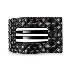 Jet Black Quilted Large Flat Rectangle Hair Clip