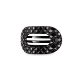 Jet Black Quilted Small Flat Round Hair Clip