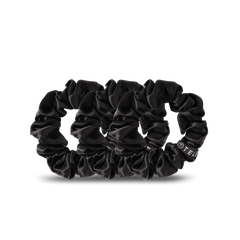 Jet Black Small Silk Scrunchies