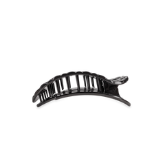 Jet Black Quilted Small Flat Round Hair Clip