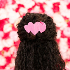 Pink Heart to Heart Medium Flat Hair Clip