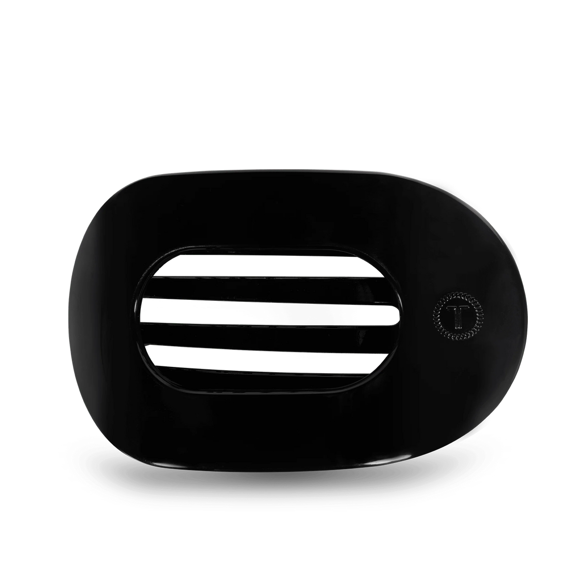 Jet Black Large Flat Round Hair Clip
