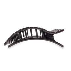 Jet Black Quilted Large Flat Rectangle Hair Clip