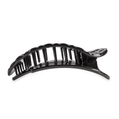Jet Black Quilted Large Flat Round Hair Clip