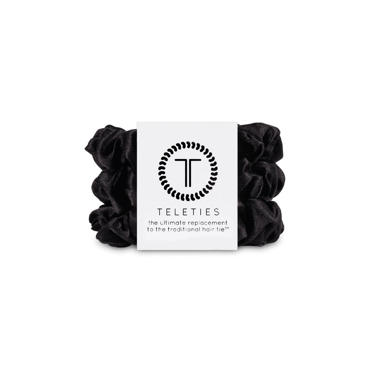 Jet Black Small Silk Scrunchies