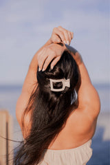 Almond Beige Medium Flat Square Hair Clip