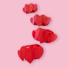 Red Heart to Heart Medium Flat Hair Clip