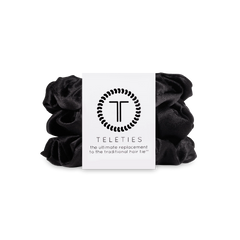 Jet Black Large Silk Scrunchies